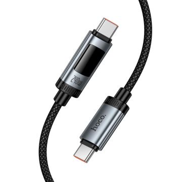 Hoco U148 USB-C naar USB-C Laadkabel met Display – 240W – 1,2 m – Zwart
