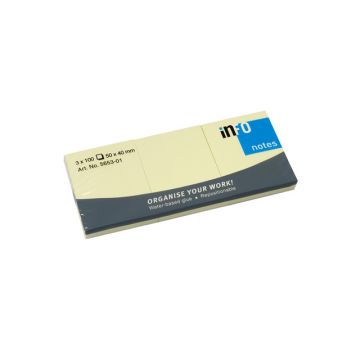 Info Notes 3x 50x40mm Geel (3 bloks à 100 vel)