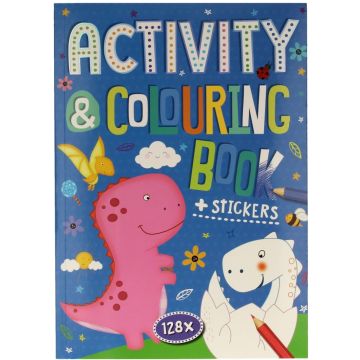 Kleur- en activiteitenboek - Dino's - 128 pagina's - met stickers