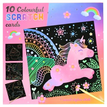 Set van 10 Kraskaarten - inclusief Houten Stylus - Unicorns