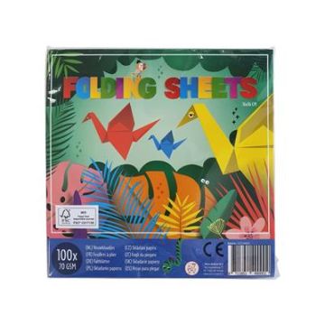 Vouwblaadjes Jungle Thema 16×16 cm – 100 vel – 5 kleuren