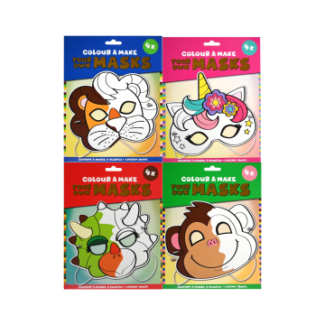 Kleur je eigen maskers, 4x set van 4 stuks
