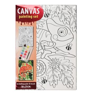 Canvas schilderset - Kameleon  - inclusief verf en kwast