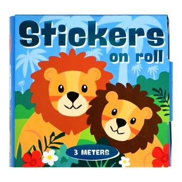 Stickers op rol - Wilde Dieren - Beloningsstickers - 3 meter