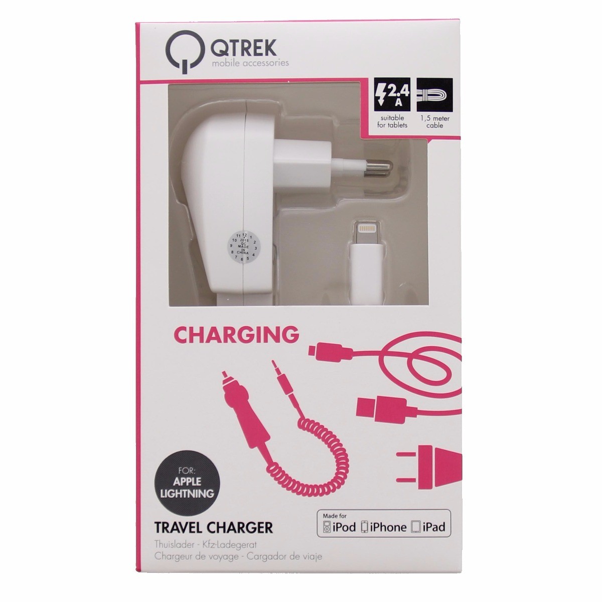 Qtrek Travel Charger Apple Lightning 15M 24A White qtrek kopen in de aanbieding Qtrek Travel Charger Apple Lightning 15M 24A White qtrek kopen in de aanbieding